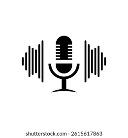 Microphone Icon With Sound Waves