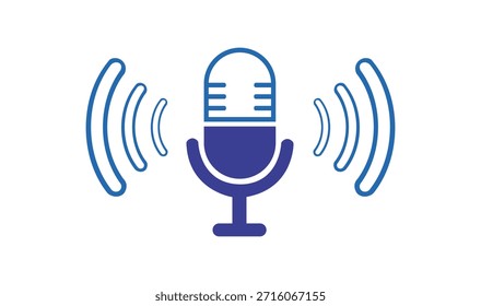 Icono de micrófono con ondas de sonido Icono de micrófono con ondas de sonido Dispositivo de grabación de audio digital.