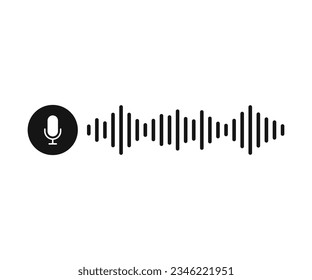 Microphone icon with sound waves. Radio microphone and sound wave. Podcast, voice recording, online concert, studio recording concept icon