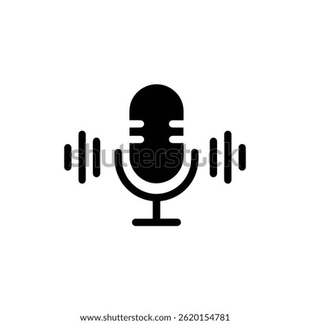 A microphone icon with sound waves, symbolizing voice input functionality and speech recognition