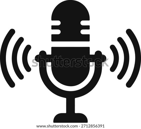 Microphone icon with sound waves symbolizing audio recording and voice input	