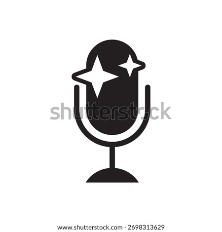 Microphone icon with sparkling stars representing a featured recording or live star.