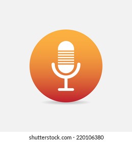Microphone icon. Speaker symbol. Live music sign. Round colourful buttons. 