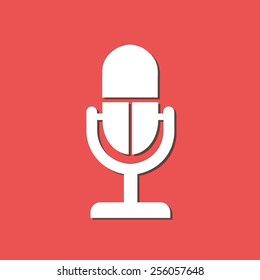 Microphone icon. Speaker symbol. Live music sign. Flat design style. 