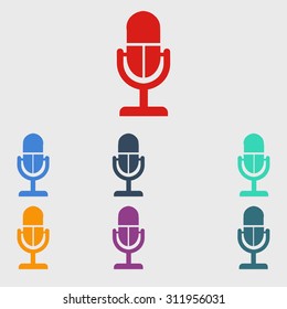 Microphone icon. Speaker symbol. Live music sign. Flat design style. Vector EPS 10.