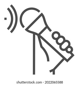 Microphone icon, square line vector icon.