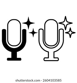 microphone icon with star, ai sound icon, simple flat style, illustration, logo sign symbol pictogram template, for ui or ux isolated on white for mobile app, editable