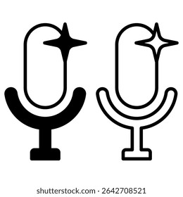 microphone icon with star, ai sound icon, simple flat style, illustration, logo sign symbol pictogram template, for ui or ux isolated on white for mobile app, editable