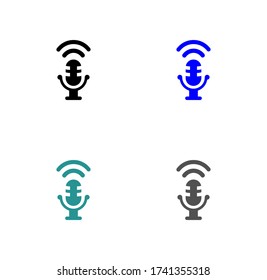 Microphone icon stock vector illustration flat design.