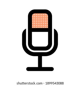 Microphone icon for studio recording. Vector illustration in a flat style.