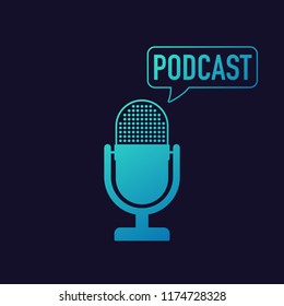 The microphone icon. The microphone icon. Studio microphone table broadcast podcast.