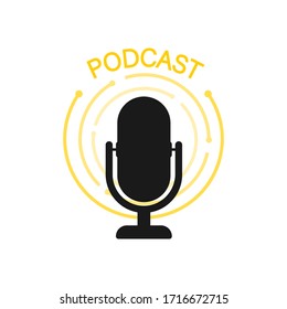 The microphone icon. The microphone icon. Studio microphone table broadcast podcast.