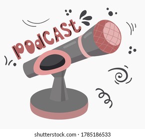 The microphone icon. Studio microphone table broadcast podcast.