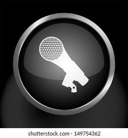 Microphone Icon Symbol on Shiny Glass Button Background