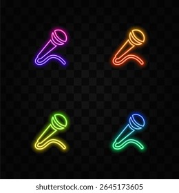 Microphone icon symbol vector. neon style.