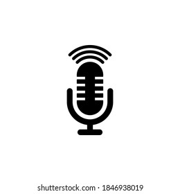 Symbol für das Mikrofon, Vektorgrafik auf weißem Hintergrund.