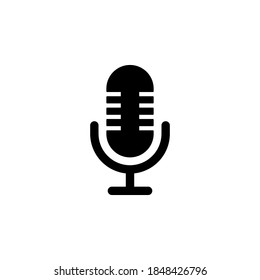 Símbolo de icono del micrófono vector sobre fondo blanco.