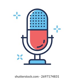 Ícone de microfone simbolizando o assistente de voz de IA e a tecnologia de fala inteligente.