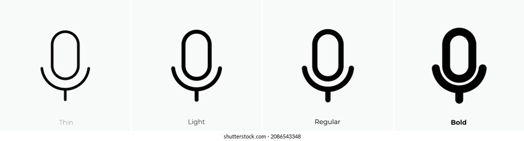 microphone icon. Thin, Light Regular And Bold style design isolated on white background