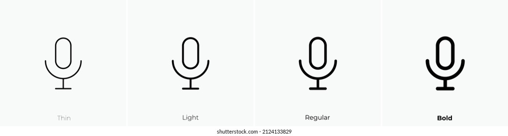 microphone icon. Thin, Light Regular And Bold style design isolated on white background