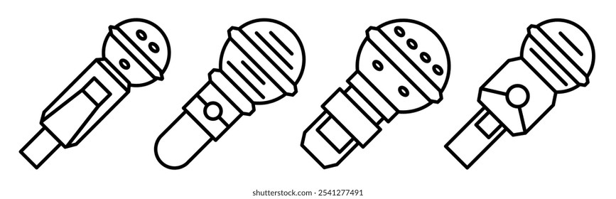 Microphone icon. Microphone thin line icon collection. Stock vector.