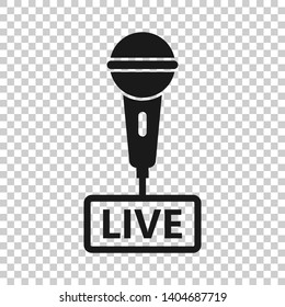 Microphone icon in transparent style. Live broadcast vector illustration on isolated background. Sound record business concept.