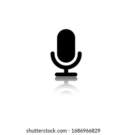 Microphone icon in trendy flat style or design logo, app, user interface. Symbol for your website in black on isolated white background. EPS 10 vector