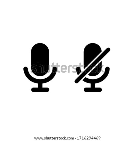 Microphone icon with turn off microphone for device simple design