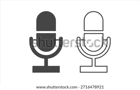 Microphone Icon Vector – Audio Voice Recording Podcast Symbol