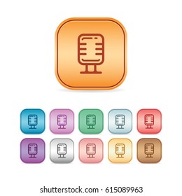 Microphone Icon - Vector Button Icon Set in Various Color