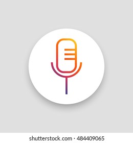 Microphone icon vector, clip art. Voice search. Also useful as logo, circle app icon, web UI element, symbol, graphic image, silhouette and illustration.