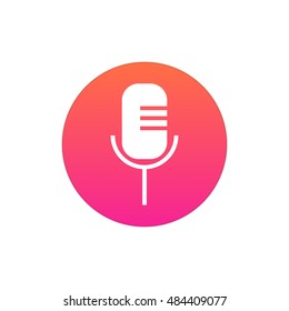Microphone icon vector, clip art. Also useful as logo, circle app icon, web UI element, symbol, graphic image, silhouette and illustration.