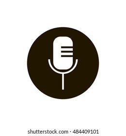 Microphone icon vector, clip art. Also useful as logo, circle app icon, web UI element, symbol, graphic image, silhouette and illustration.