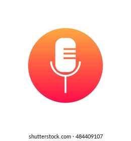 Microphone icon vector, clip art. Also useful as logo, circle app icon, web UI element, symbol, graphic image, silhouette and illustration.