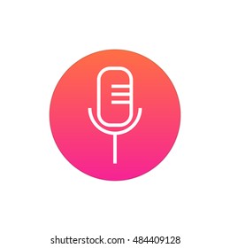 Microphone icon vector, clip art. Also useful as logo, circle app icon, web UI element, symbol, graphic image, silhouette and illustration.