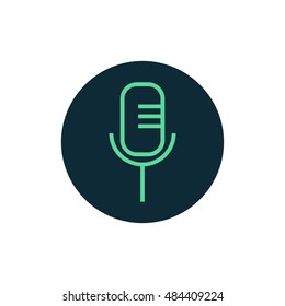 Microphone icon vector, clip art. Also useful as logo, circle app icon, web UI element, symbol, graphic image, silhouette and illustration.