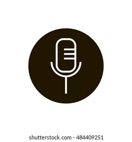 Microphone icon vector, clip art. Also useful as logo, circle app icon, web UI element, symbol, graphic image, silhouette and illustration.