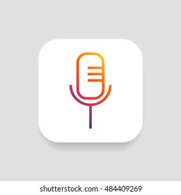 Microphone icon vector, clip art. Voice search. Also useful as logo, square app icon, web UI element, symbol, graphic image, silhouette and illustration.