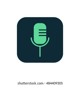 Microphone icon vector, clip art. Voice search. Also useful as logo, square app icon, web UI element, symbol, graphic image, silhouette and illustration.