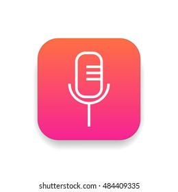 Microphone icon vector, clip art. Voice search. Also useful as logo, square app icon, web UI element, symbol, graphic image, silhouette and illustration.
