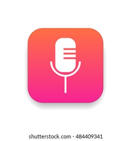 Microphone icon vector, clip art. Voice search. Also useful as logo, square app icon, web UI element, symbol, graphic image, silhouette and illustration.