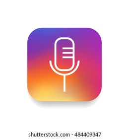 Microphone icon vector, clip art. Voice search. Also useful as logo, square app icon, web UI element, symbol, graphic image, silhouette and illustration.