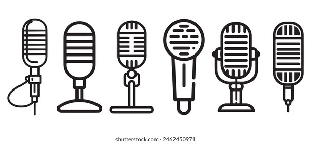 Microphone icon vector design. outline symbol illustration design.