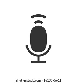 Microphone Icon Vector flat illustration, glyph style design isolated