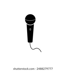 Microphone Icon Vector flat illustration, glyph style design isolated.