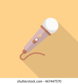 Microphone icon , Vector flat long shadow design.