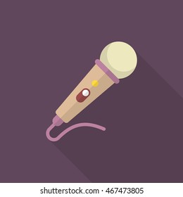 Microphone icon , Vector flat long shadow design.