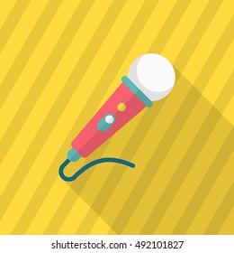 Microphone icon , Vector flat long shadow design.