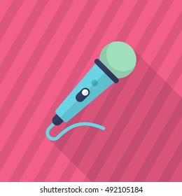Microphone icon , Vector flat long shadow design.