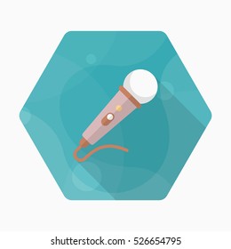 Microphone icon , Vector flat long shadow design.